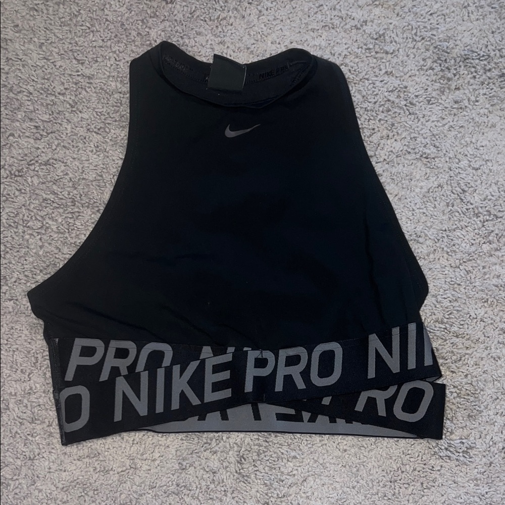 Nike Black Pro High-Neck Cropped Tank